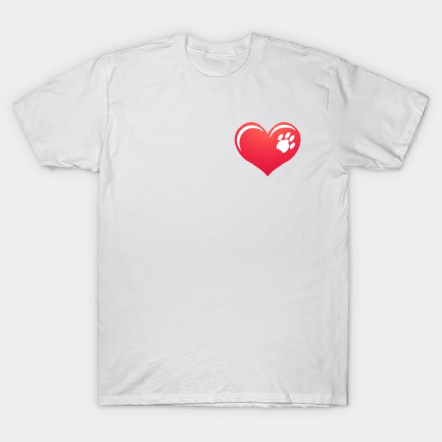 Paw on Heart T-Shirt by RawSunArt